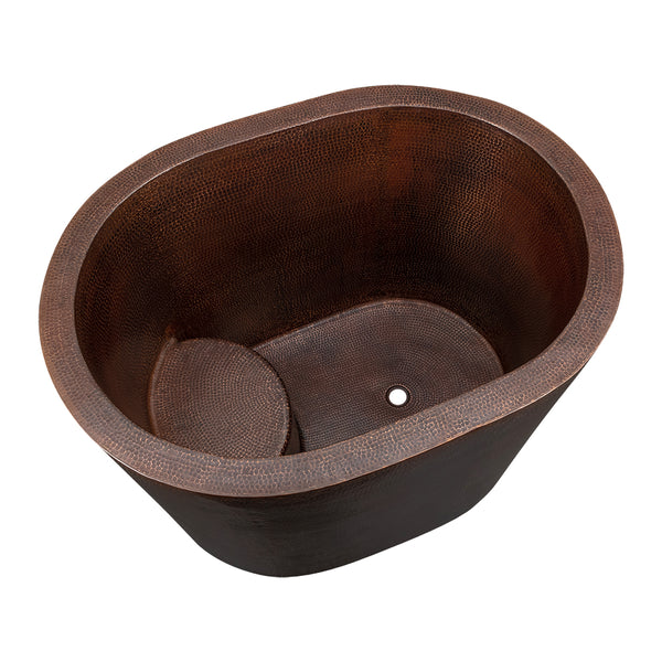 Premier Copper Products BTO48DB - 48" Hammered Copper Oval Japanese Soaking Tub