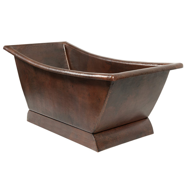 Premier Copper Products BTSC67DB - 67" Hammered Copper Canoa Single Slipper Bathtub