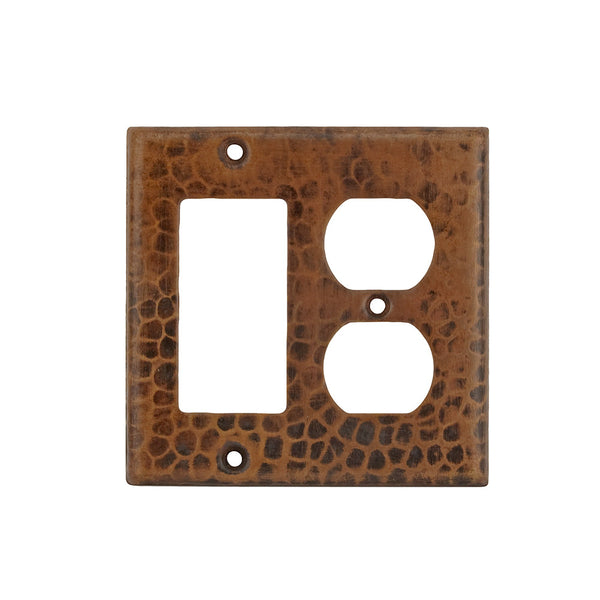 SCOR - Copper Combination Switchplate, 2 Hole Outlet and Ground Fault/Rocker GFI Cover